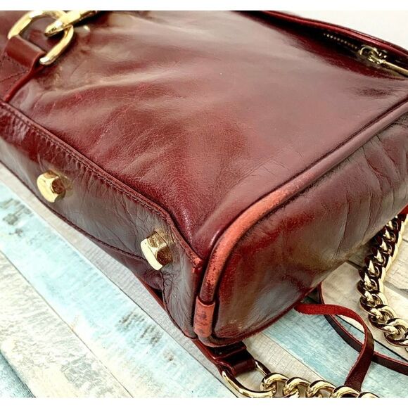 Rebecca Minkoff CHERRY RED GENUINE LEATHER CHAIN STRAP HOBO SHOULDER BAG HANDBAG - Picture 8 of 10